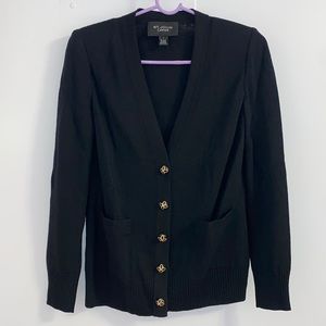 St. John Caviar Collection Black Knit Cardigan SP